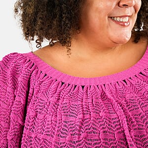 BCBG Pink Convertible Open Knit Blouse - L