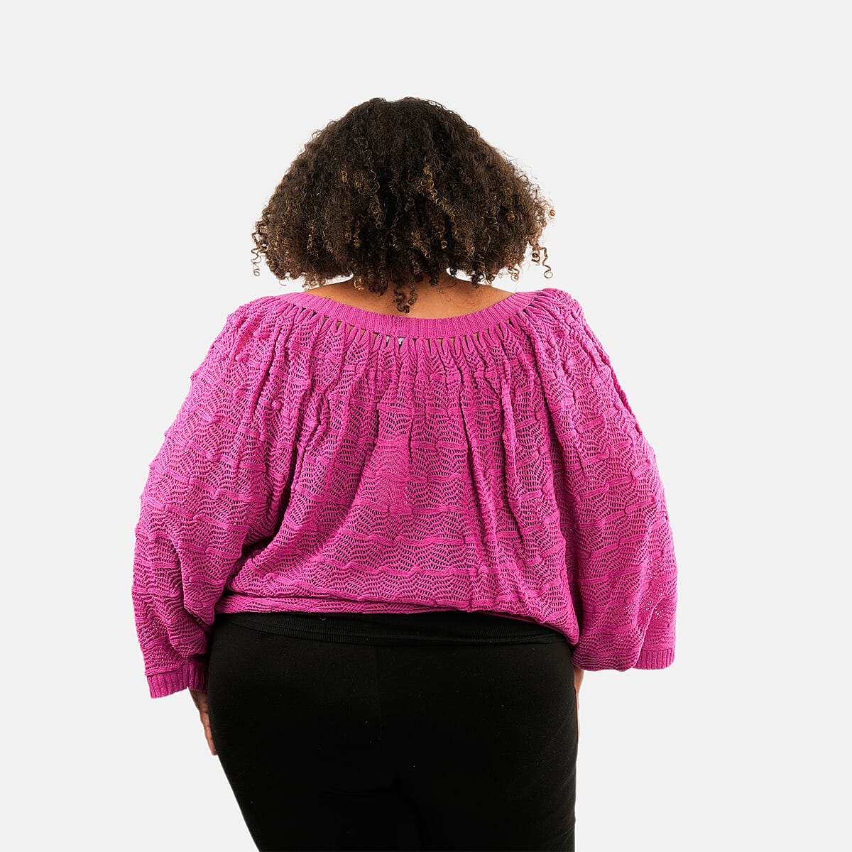 BCBG Pink Convertible Open Knit Blouse - M image number 1