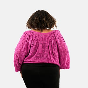 BCBG Pink Convertible Open Knit Blouse - M