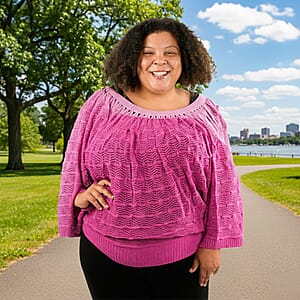 BCBG Pink Convertible Open Knit Blouse - S