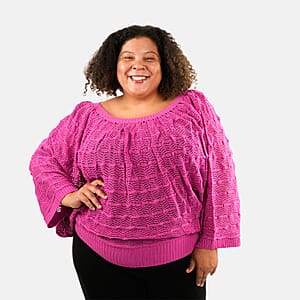 BCBG Pink Convertible Open Knit Blouse - XL