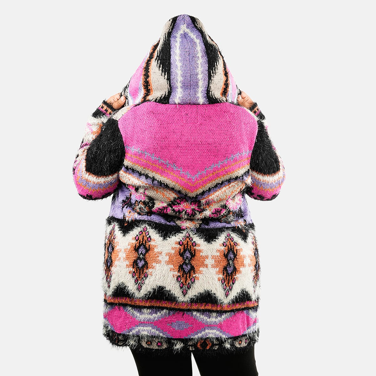 VERTIGO Pink Western Floral Knit Cardigan M image number 4