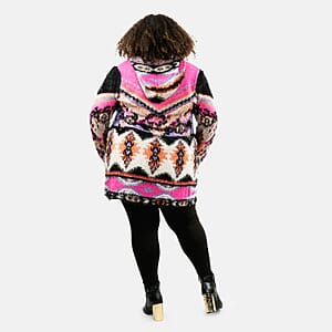 VERTIGO Pink Western Floral Knit Cardigan S