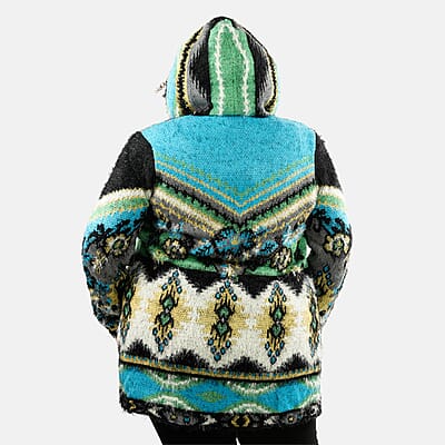 VERTIGO Blue Western Floral Knit Cardigan L