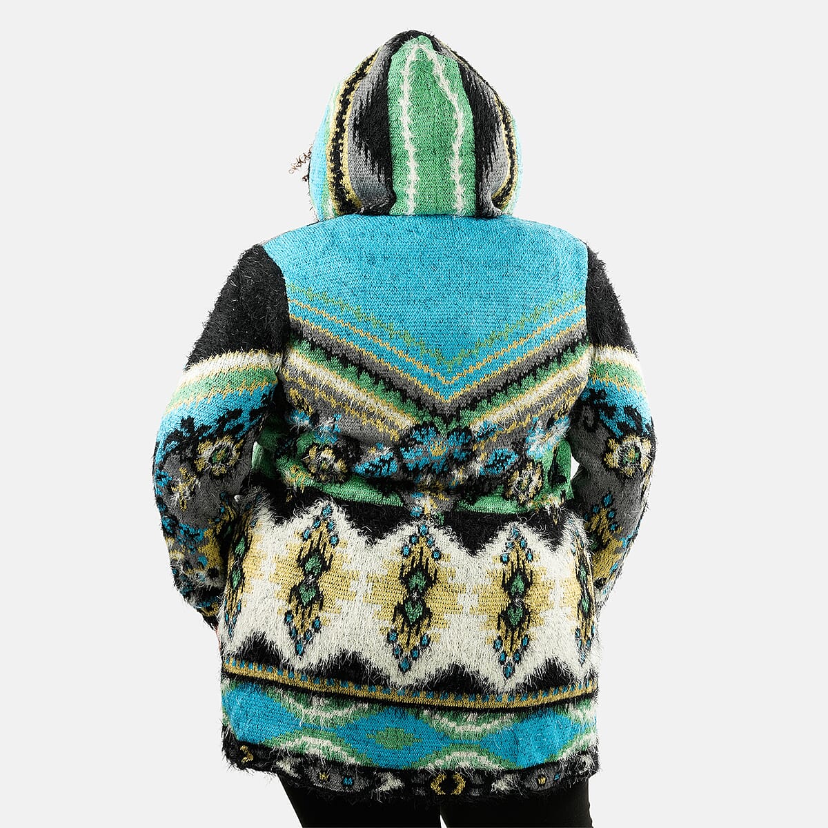 VERTIGO Blue Western Floral Knit Cardigan M image number 1