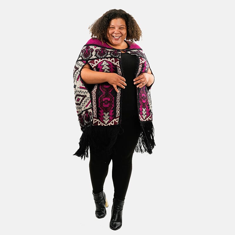 BCBG Wine Baroque Poncho - S/M