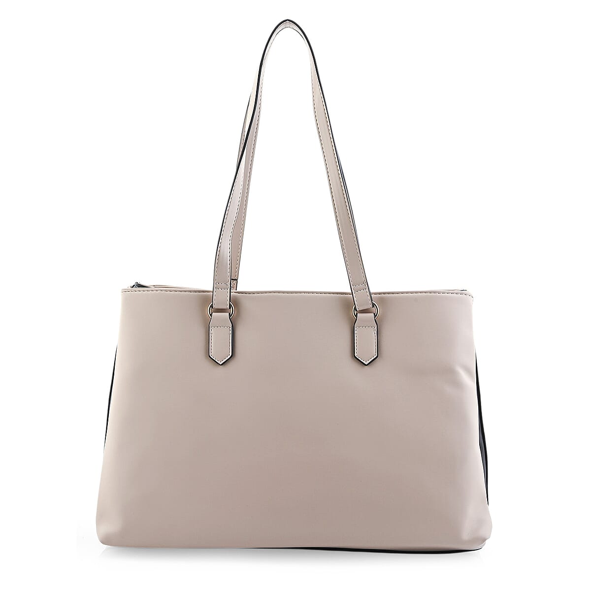 Closeout Loume Multi Color Faux Leather Logo Tote Bag image number 3