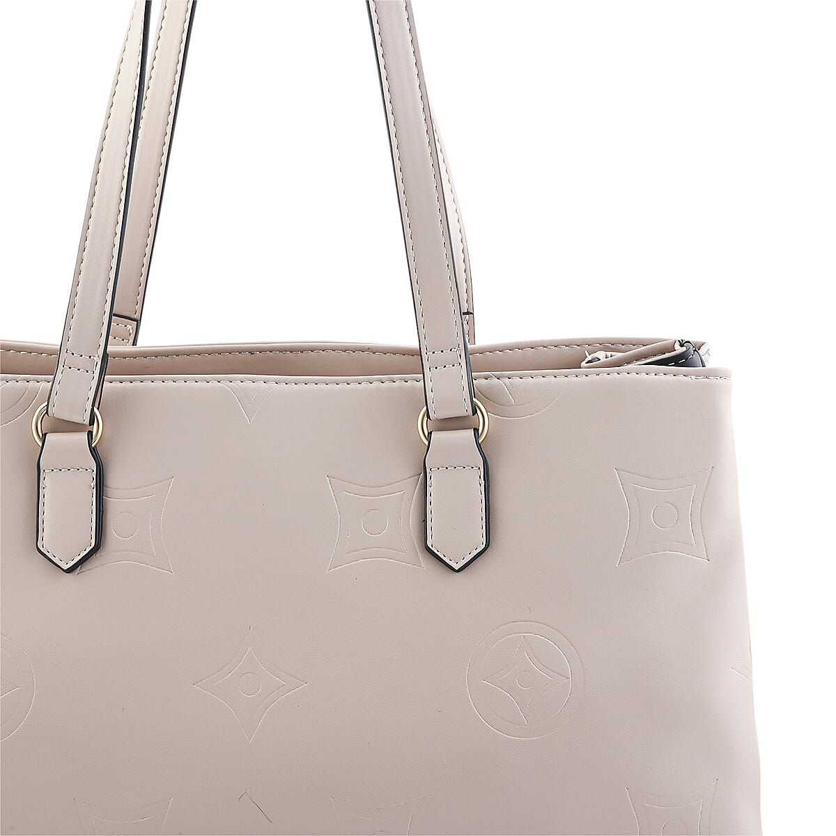 Closeout Loume Multi Color Faux Leather Logo Tote Bag image number 6