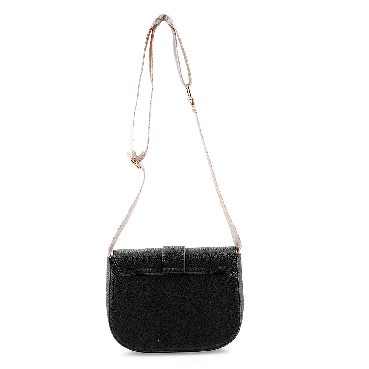 Closeout Loume Black Faux Leather Saddle Crossbody Bag image number 2