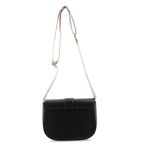 Closeout Loume Black Faux Leather Saddle Crossbody Bag