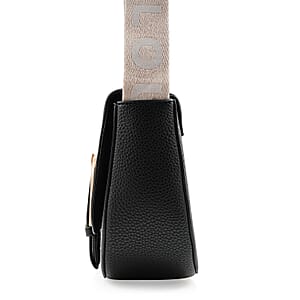 Closeout Loume Black Faux Leather Saddle Crossbody Bag