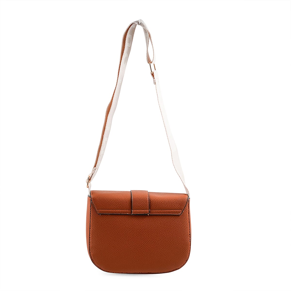 Closeout Loume Cognac Faux Leather Saddle Crossbody Bag image number 3