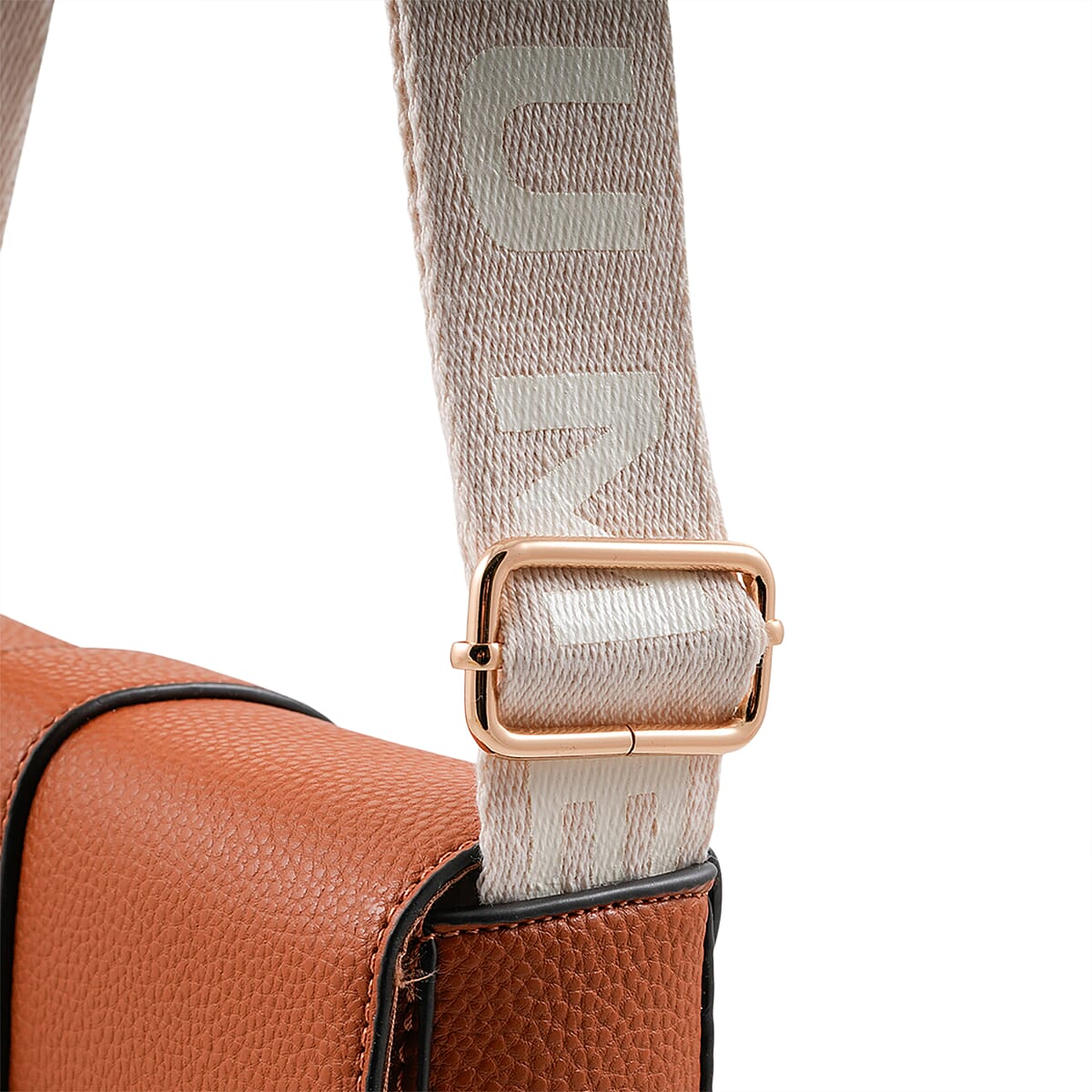 Closeout Loume Cognac Faux Leather Saddle Crossbody Bag image number 5