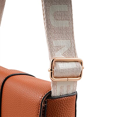 Closeout Loume Cognac Faux Leather Saddle Crossbody Bag