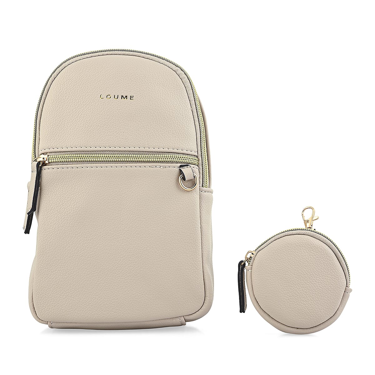 Closeout Loume Taupe Sling Bag with Detachable Pouch image number 3