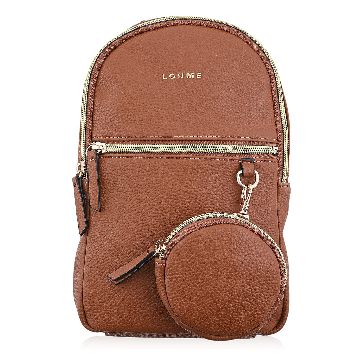 Buy Closeout Loume Cognac Sling Bag with Detachable Pouch at  display picture 2