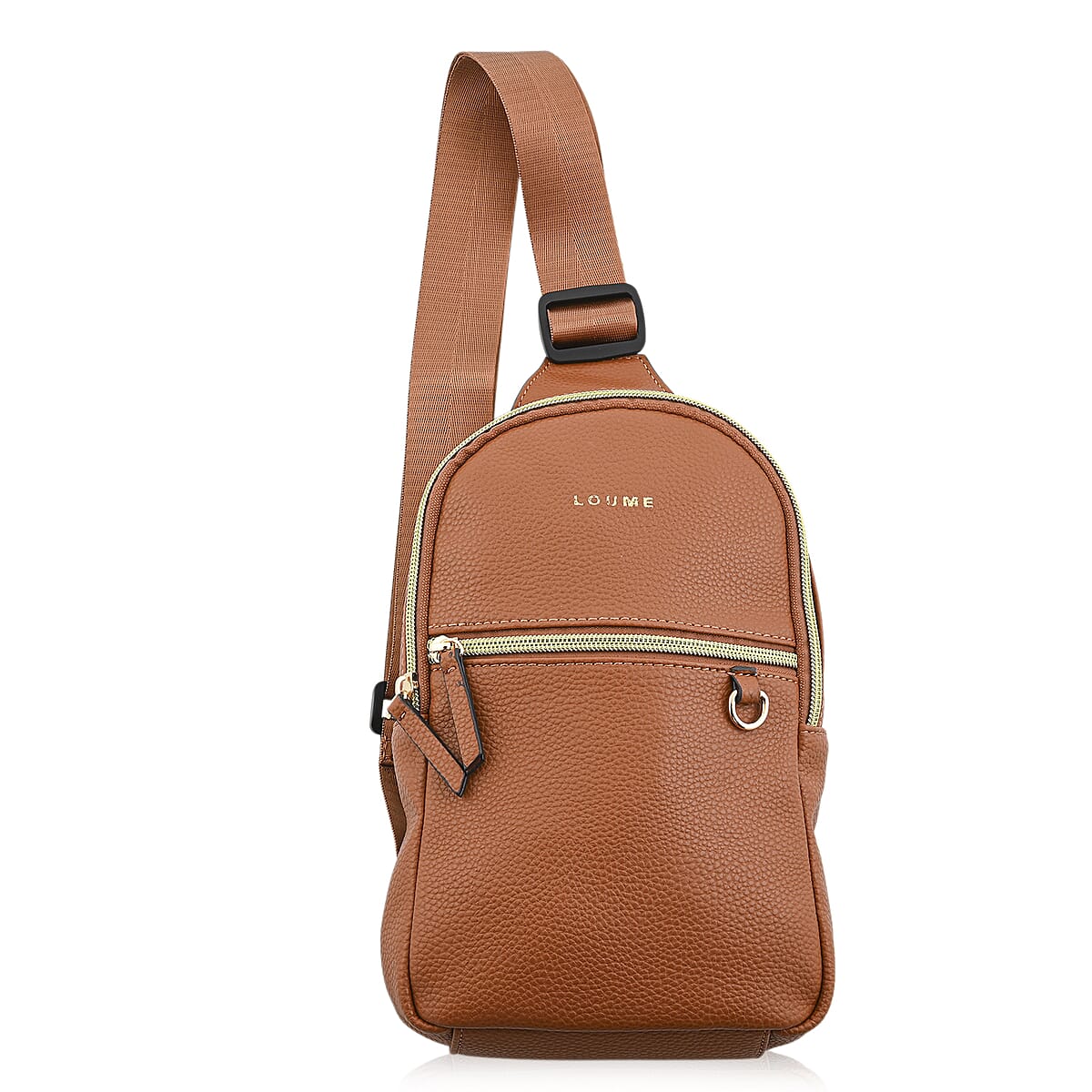LOUME BACKPACK OR CROSSBODY SLING BAG Buy Closeout Loume Cognac Sling Bag with Detachable Pouch at  main image 4