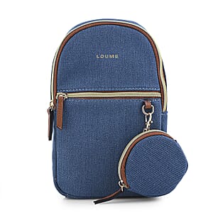 Closeout Loume Blue Denim Sling Bag with Detachable Pouch