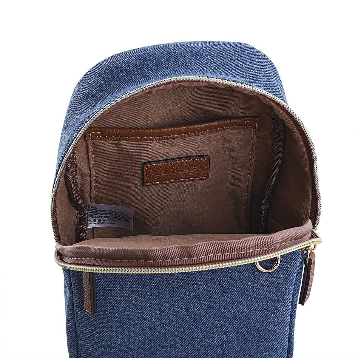 Closeout Loume Blue Denim Sling Bag with Detachable Pouch image number 8