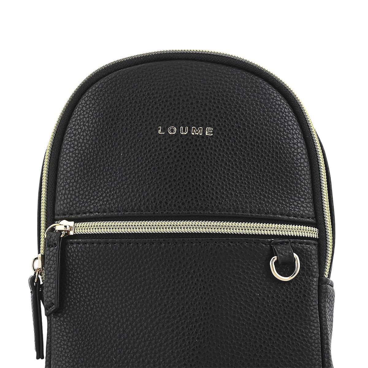 Closeout Loume Black Faux Leather Sling Bag with Detachable Pouch image number 4