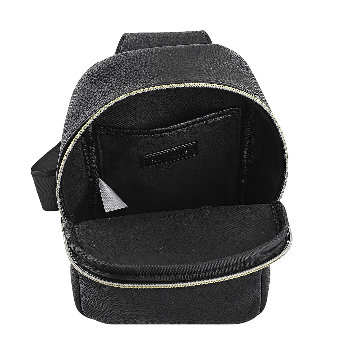 Closeout Loume Black Faux Leather Sling Bag with Detachable Pouch image number 8