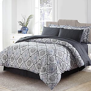 Bibb Home 8pc Pewter Verona Down Alternative Bed in a Bag Set - Queen