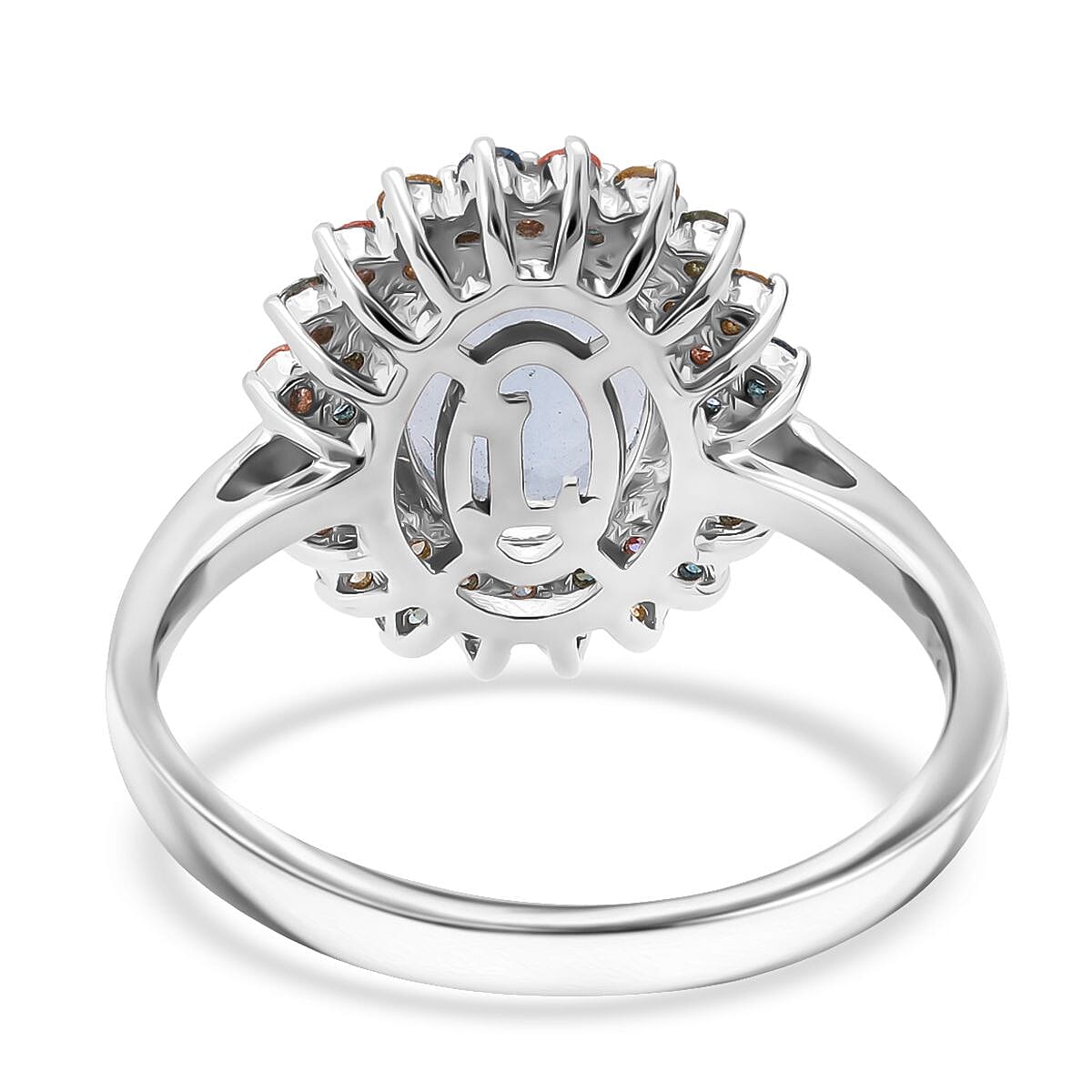 AAA Mangoro Aquamarine and SI Luxuriant Lab Grown Multi Diamond 2.90 ctw Ring in Rhodium Over Sterling Silver (Size 10.0) image number 4