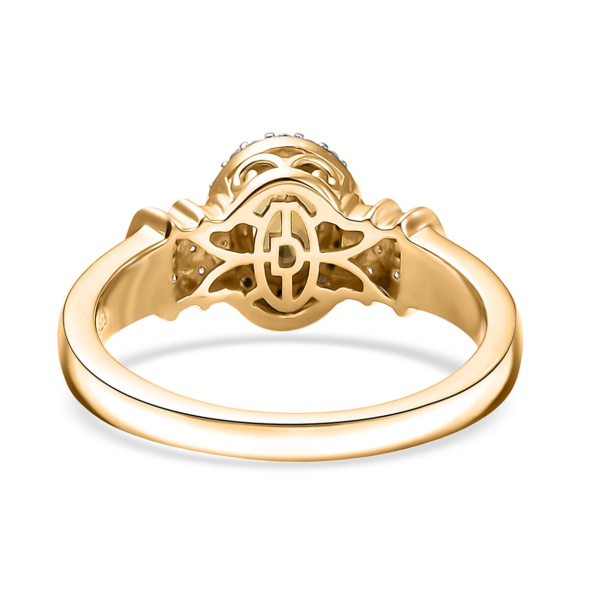 D'Joy Golden Turkizite and Diamond 1.10 ctw Ring in 18K Vermeil Yellow Gold Over Sterling Silver (Size 6.0) image number 4