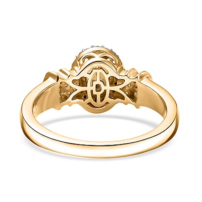 D'Joy Golden Turkizite and Diamond 1.10 ctw Ring in 18K Vermeil Yellow Gold Over Sterling Silver (Size 6.0)