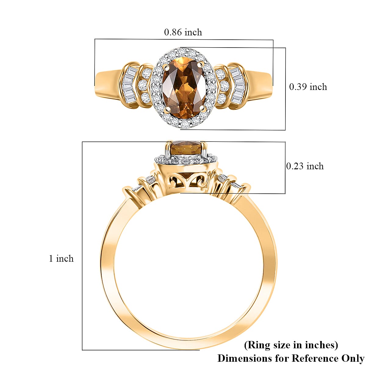 D'Joy Golden Turkizite and Diamond 1.10 ctw Ring in 18K Vermeil Yellow Gold Over Sterling Silver (Size 6.0) image number 5