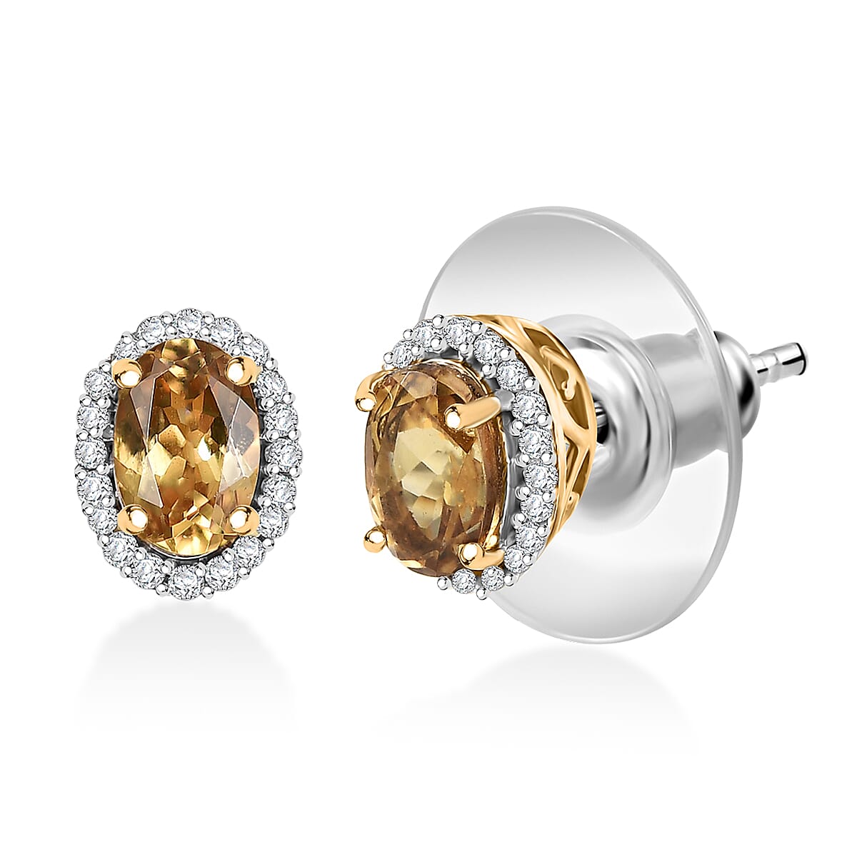D'Joy Golden Turkizite and Diamond 1.20 ctw Earrings in 18K Vermeil Yellow Gold Over Sterling Silver image number 0