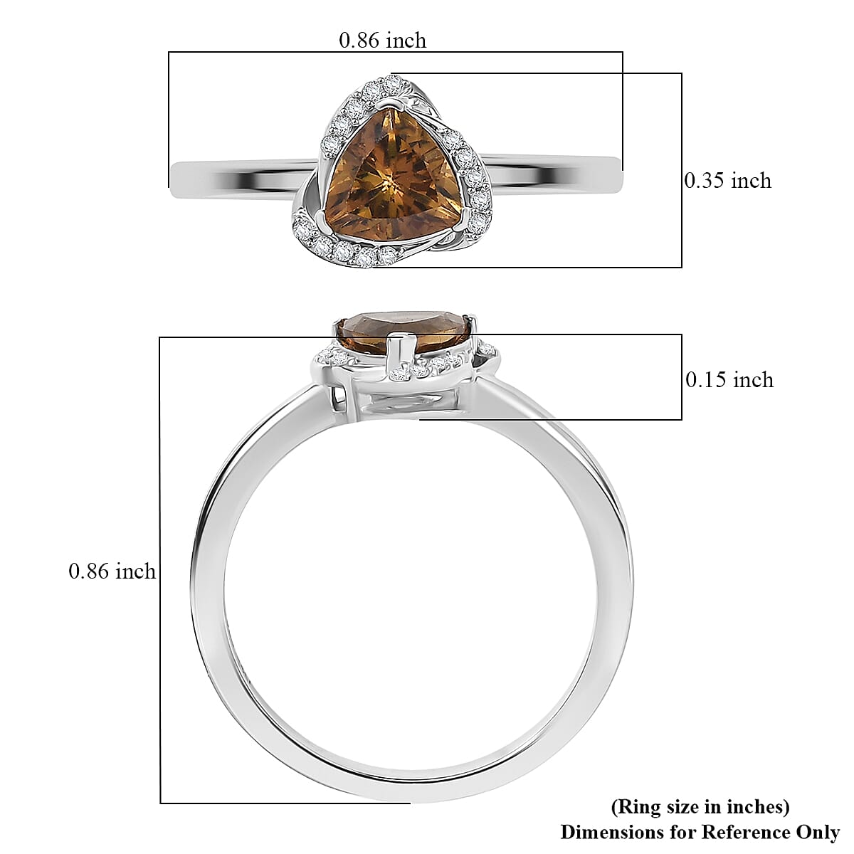 D'Joy Golden Turkizite and Moissanite 0.90 ctw Ring in Rhodium Over Sterling Silver (Size 6.0) image number 5