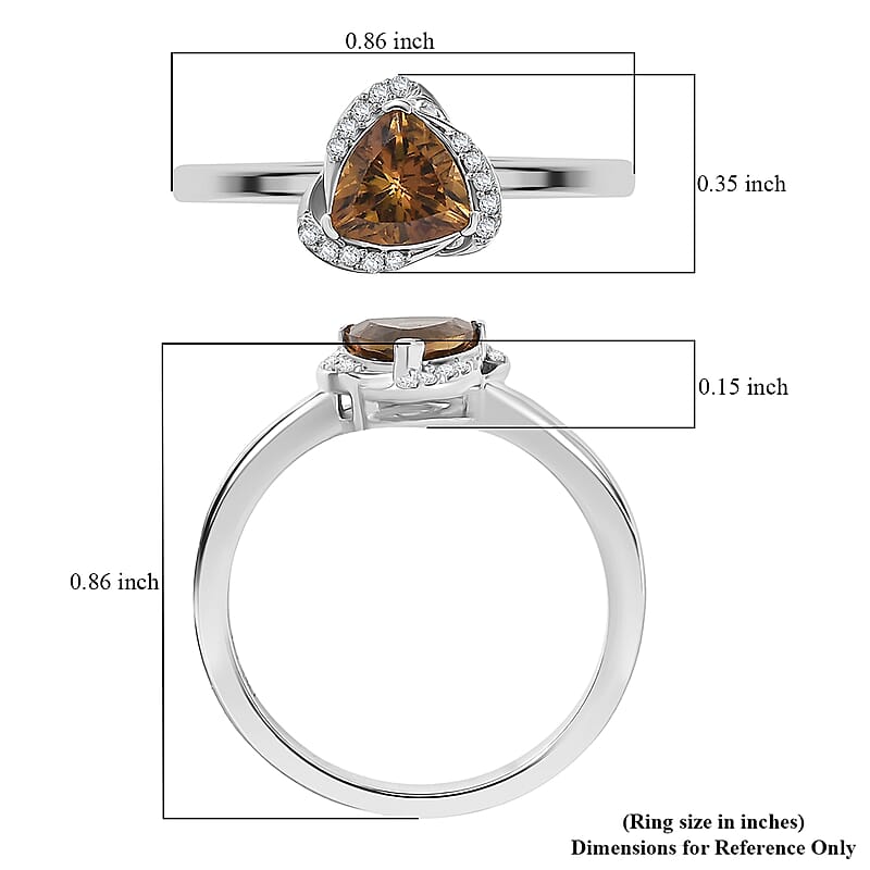 D'Joy Golden Turkizite and Moissanite 0.90 ctw Ring in Rhodium Over Sterling Silver (Size 6.0)