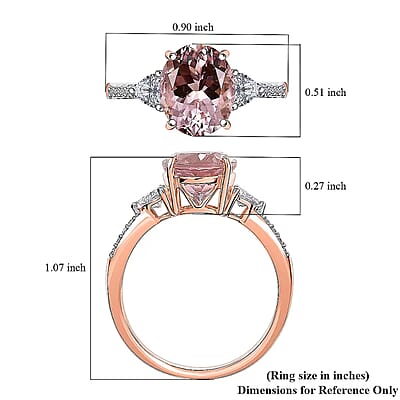 Epic Deal 10K Rose Gold AAA Pink Morganite, Luxuriant Lab Grown Diamond (E-F, VS) (0.35 cts) Crown Jewel Ring (Size 5.0) 3.70 ctw