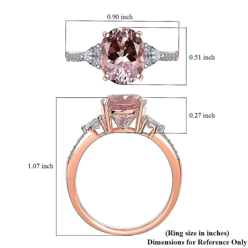 AAA Pink Morganite and E-F VS Luxuriant Lab Grown Diamond 4.10 ctw Crown Jewel Ring in 10K Rose Gold (Size 6.0)
