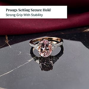 Epic Deal 10K Rose Gold AAA Pink Morganite, Luxuriant Lab Grown Diamond (E-F, VS) (0.35 cts) Crown Jewel Ring (Size 9.5) 3.70 ctw