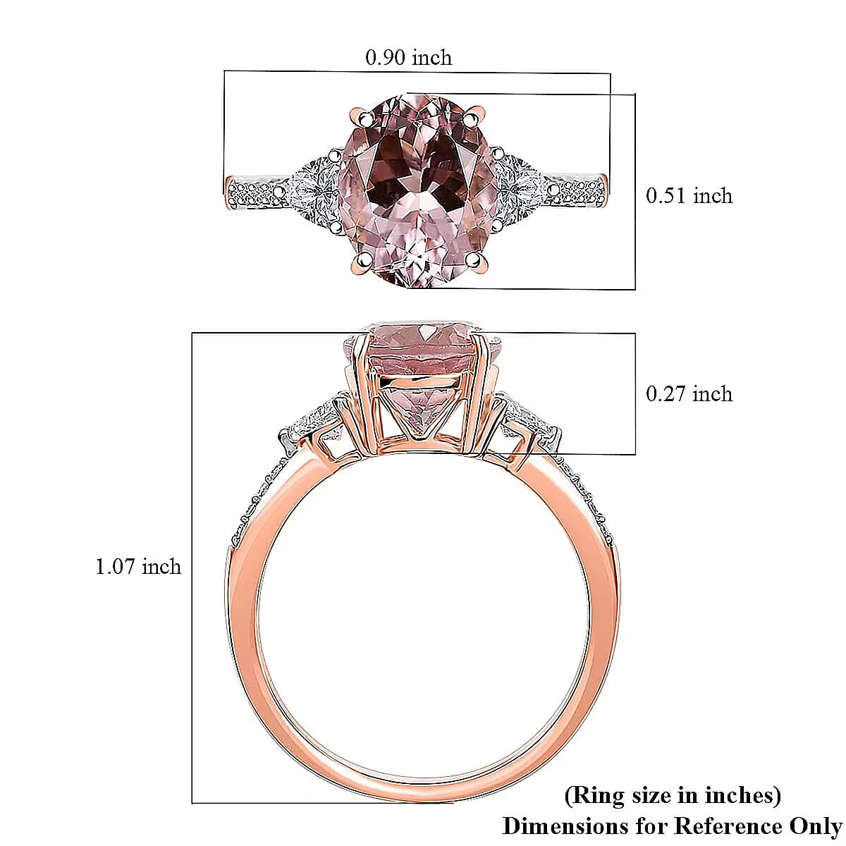 Epic Deal 10K Rose Gold AAA Pink Morganite, Luxuriant Lab Grown Diamond (E-F, VS) (0.35 cts) Crown Jewel Ring (Size 9.5) 3.70 ctw image number 5
