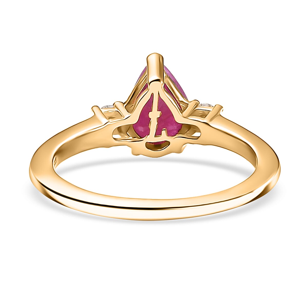 AAA Royal Ruby and Luxuriant Lab Grown Diamond G-H SI 1.70 ctw Ring in 18K Vermeil Yellow Gold Over Sterling Silver (Size 9.0) image number 4
