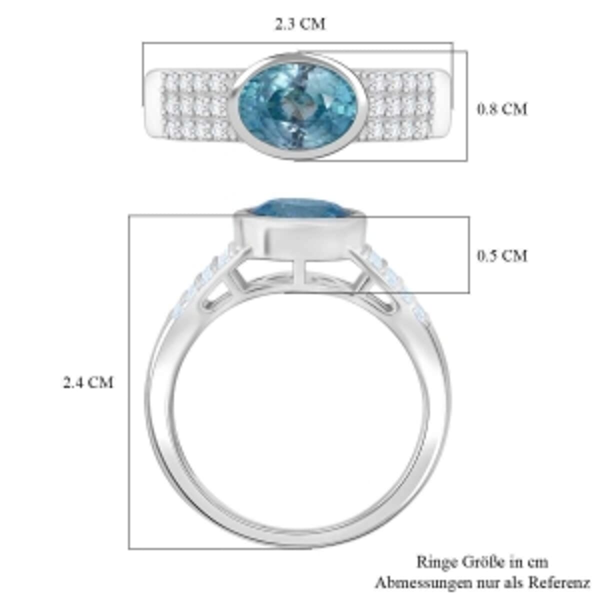D'Joy Blue Zircon and Moissanite 2.31 ctw Ring in Rhodium Over Sterling Silver (Size 10) image number 6