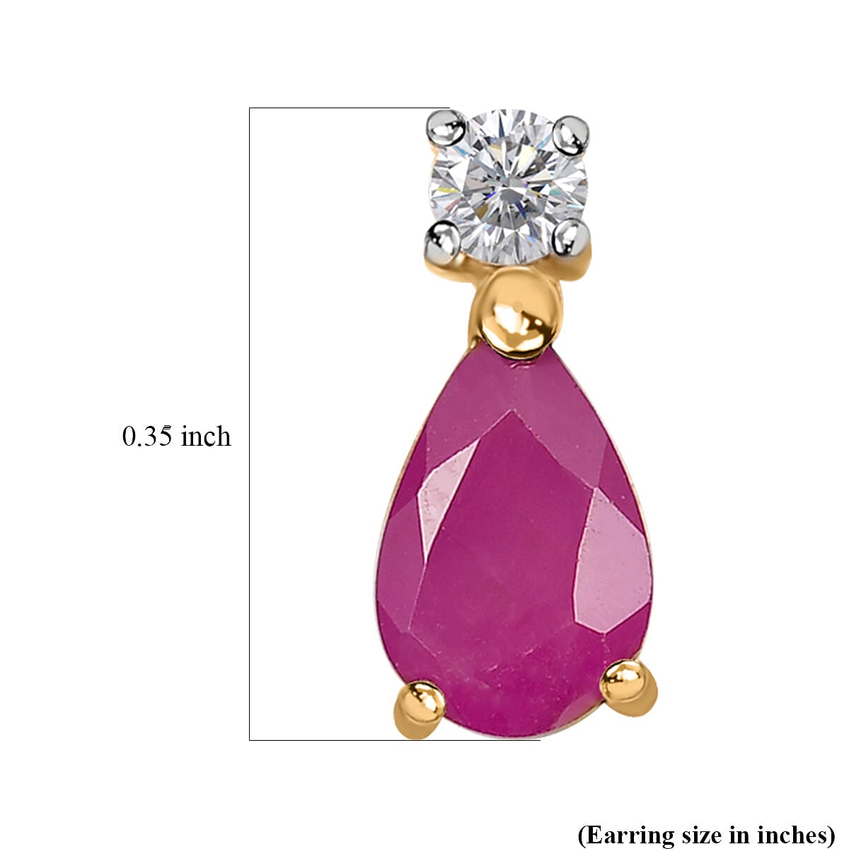 AAA Royal Ruby and Luxuriant Lab Grown Diamond G-H SI 1.15 ctw Stud Earrings in 18K Vermeil Yellow Gold Over Sterling Silver image number 5