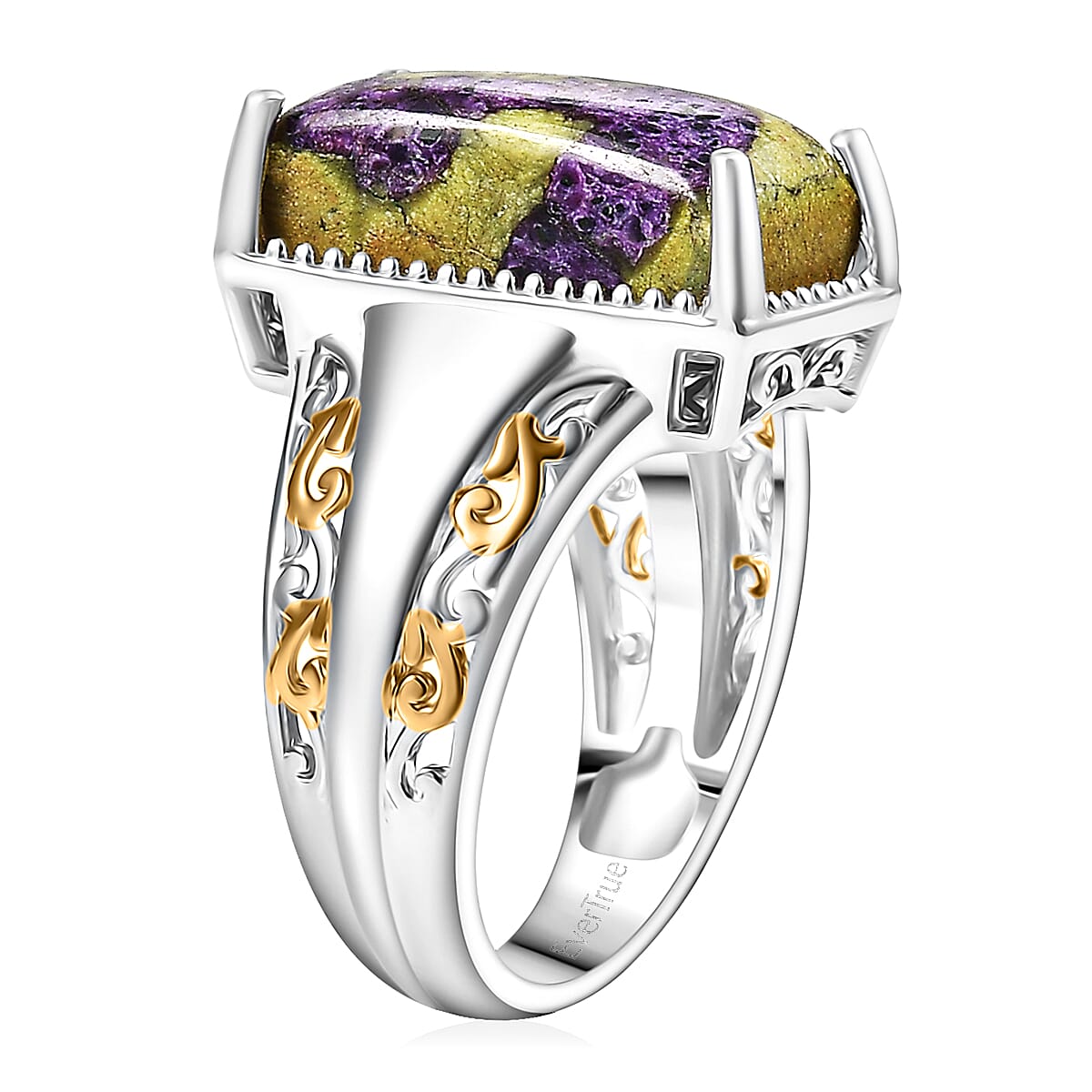 EverTrue Tasmanian Stichtite Solitaire Ring in 18K YG Plated and Platinum Bond (Size 10.0) 6.00 ctw image number 3