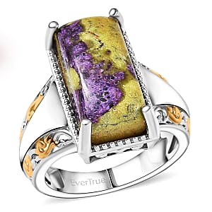 EverTrue Tasmanian Stichtite 6.00 ctw Earthborn Legend Elongated Ring in 18K YG Plated and Platinum Bond (Size 11.0)