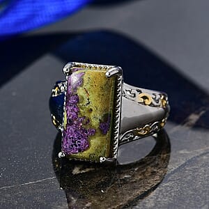 EverTrue Tasmanian Stichtite 6.00 ctw Earthborn Legend Elongated Ring in 18K YG Plated and Platinum Bond (Size 11.0)