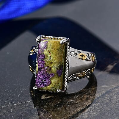 EverTrue Tasmanian Stichtite 6.00 ctw Earthborn Legend Elongated Ring in 18K YG Plated and Platinum Bond (Size 6.0)