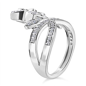 Luxuriant Lab Grown Diamond (G-H, SI) Flower Ring in Rhodium Over Sterling Silver 0.75 ctw (Size 10.0)