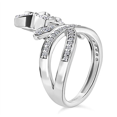 Luxuriant Lab Grown Diamond (G-H, SI) Flower Ring in Rhodium Over Sterling Silver 0.75 ctw (Size 10.0)