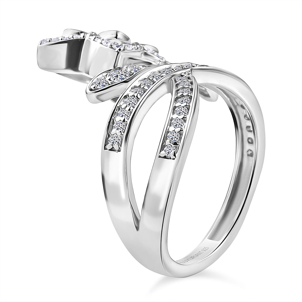 Luxuriant Lab Grown Diamond G-H SI 0.75 ctw Blooming Flower Ring in Rhodium Over Sterling Silver (Size 6.0) image number 3