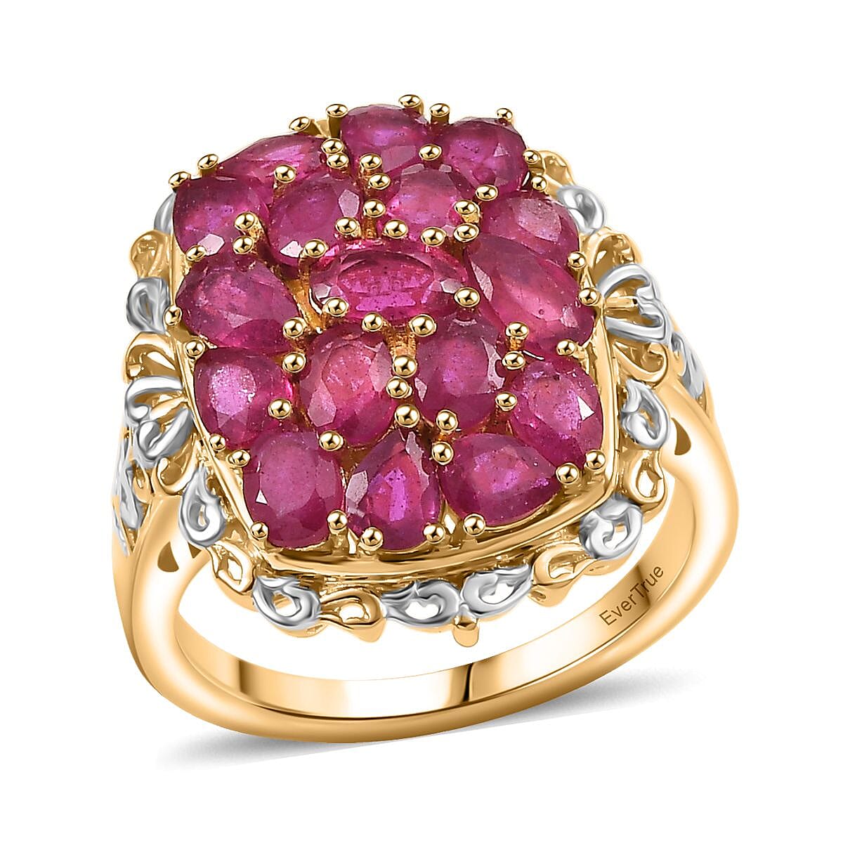 EverTrue Niassa Ruby (FF) 4.25 ctw Ring in 18K YG Plated and Platinum Bond (Size 10.0) image number 0