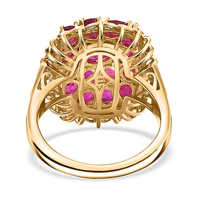 EverTrue Niassa Ruby (FF) 4.25 ctw Floral Cluster Ring in 18K YG Plated and Platinum Bond (Size 10.0)