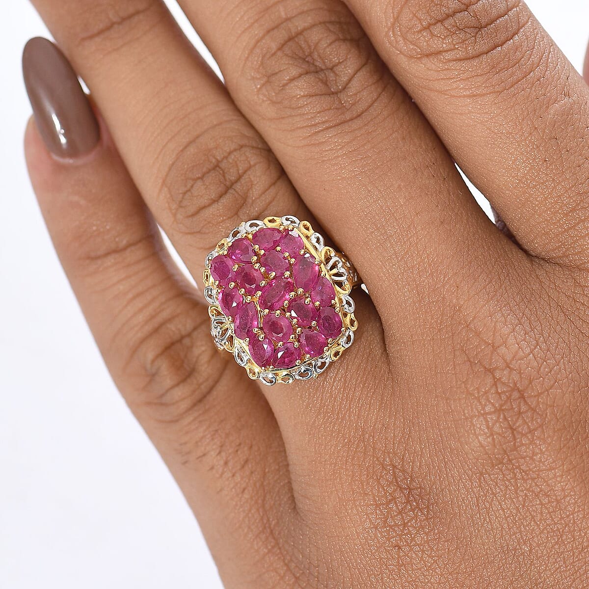 EverTrue Niassa Ruby (FF) 4.25 ctw Ring in 18K YG Plated and Platinum Bond (Size 10.0) image number 2